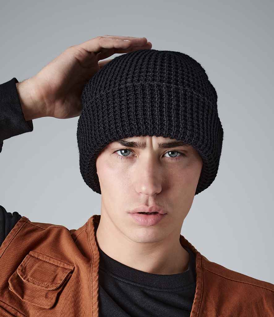 Beechfield Classic Waffle Knit Beanie | Black
