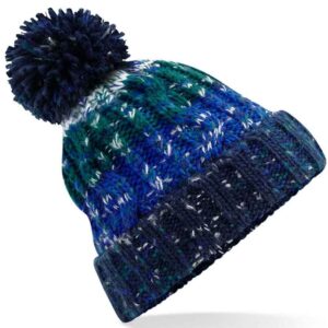 Beechfield Corkscrew Pom Pom Beanie | Alpine Blues