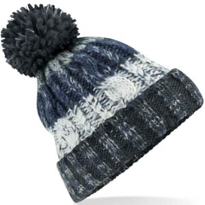 Beechfield Corkscrew Pom Pom Beanie | Artic Dawn