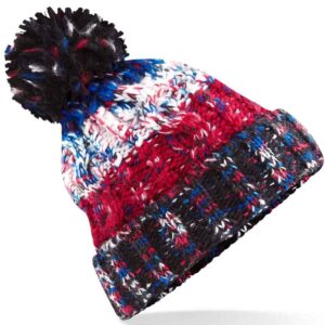 Beechfield Corkscrew Pom Pom Beanie | Black Jacks