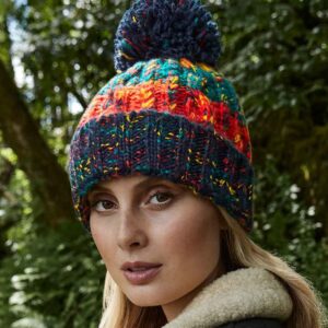 Beechfield Corkscrew Pom Pom Beanie | Crackling Campfire
