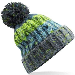 Beechfield Corkscrew Pom Pom Beanie | Electric Grey