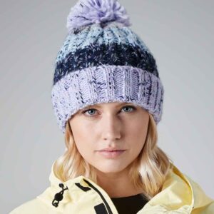 Beechfield Corkscrew Pom Pom Beanie | Lavender Fizz