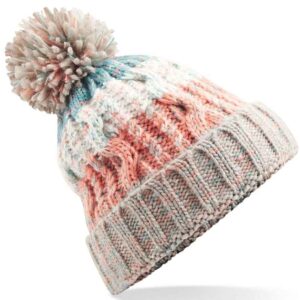 Beechfield Corkscrew Pom Pom Beanie | Milkshake Mix