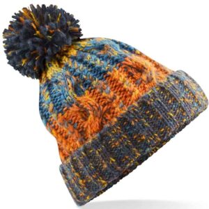 Beechfield Corkscrew Pom Pom Beanie | Retro Blues