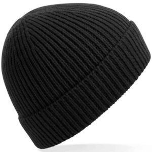 Beechfield Engineered Knit Ribbed Beanie | Black