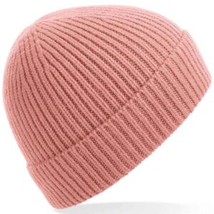 Beechfield Engineered Knit Ribbed Beanie | Blush