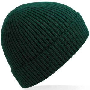 Beechfield Engineered Knit Ribbed Beanie | Bottle Green