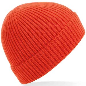 Beechfield Engineered Knit Ribbed Beanie | Fire Red