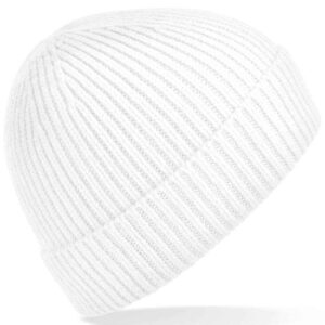 Beechfield Engineered Knit Ribbed Beanie | White