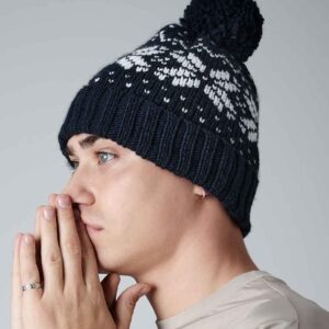 Beechfield Fair Isle Snowstar® Beanie | Black/White