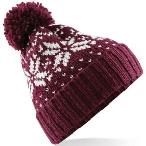 Beechfield Fair Isle Snowstar® Beanie | Burgundy/White