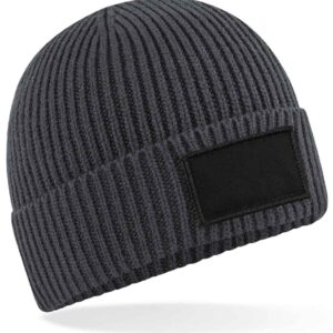 Beechfield Fashion Patch Beanie | Graphite Grey/Black