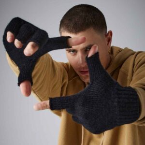 Beechfield Fingerless Gloves | Black