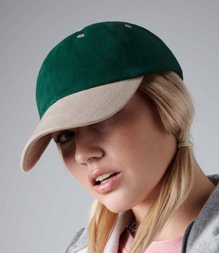 Beechfield Heavy Brushed Low Profile Cap | Forest Green/Taupe