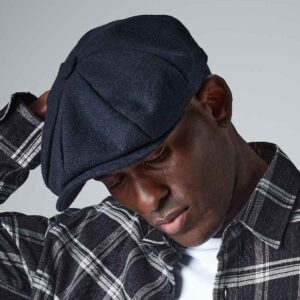 Beechfield Heritage Baker Boy Cap | Navy Herringbone