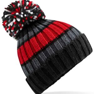 Beechfield Hygge Striped Beanie | Black Cherry