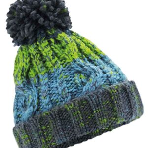 Beechfield Junior Corkscrew Pom Pom Beanie | Electric Grey