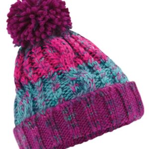 Beechfield Junior Corkscrew Pom Pom Beanie | Winter Berries