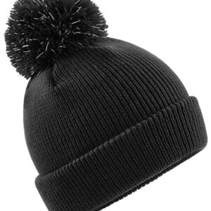 Beechfield Kids Reflective Bobble Beanie | Black