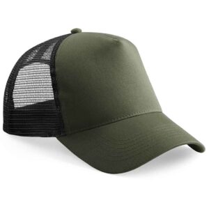 Beechfield Kids Snapback Trucker Cap | Olive Green/Black