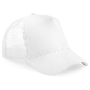 Beechfield Kids Snapback Trucker Cap | White/White