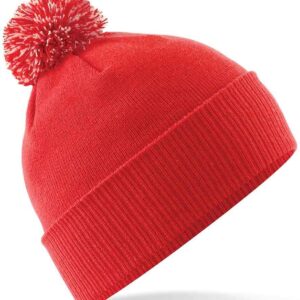 Beechfield Kids Snowstar® Beanie | Bright Red/Off White