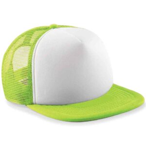Beechfield Kids Vintage Snapback Trucker Cap | Lime Green/White