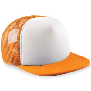 Beechfield Kids Vintage Snapback Trucker Cap | Orange/White