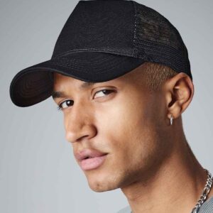 Beechfield Microknit Snapback Trucker Cap | Black