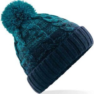 Beechfield Ombré Pom Pom Beanie | Teal/French Navy