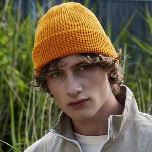 Beechfield Organic Cotton Waffle Beanie | Mustard