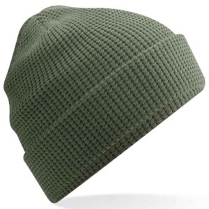 Beechfield Organic Cotton Waffle Beanie | Olive Green