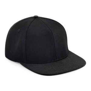 Beechfield Original Flat Peak 6 Panel Snapback Cap | Black/Black