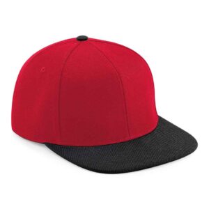Beechfield Original Flat Peak 6 Panel Snapback Cap | Classic Red/Black