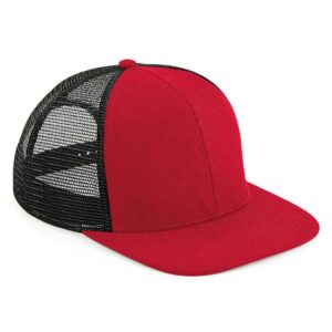 Beechfield Original Flat Peak 6 Panel Trucker Cap | Classic Red/Black