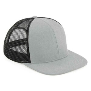 Beechfield Original Flat Peak 6 Panel Trucker Cap | Grey/Black