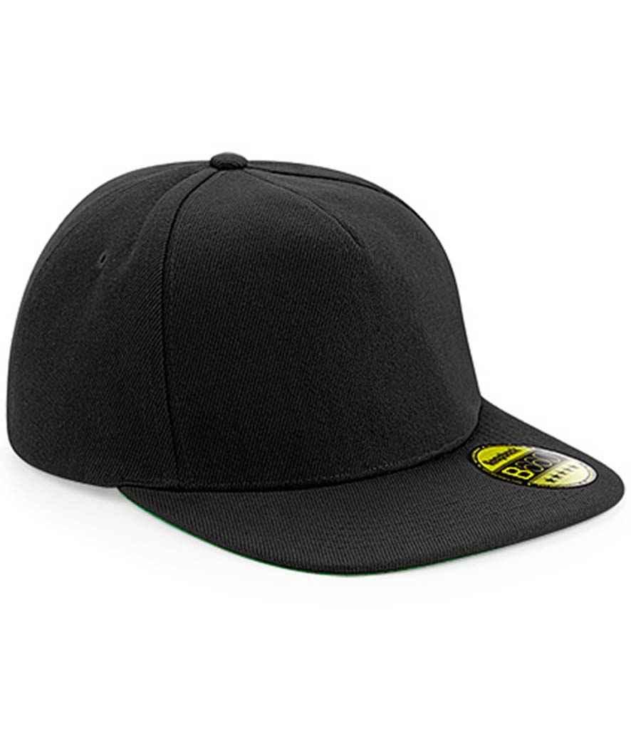 Beechfield Original Flat Peak Snapback Cap | Black/Black