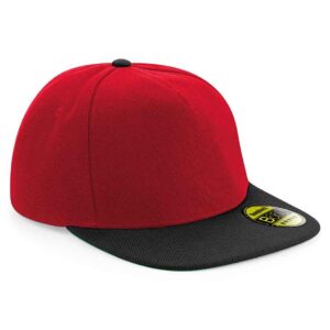 Beechfield Original Flat Peak Snapback Cap | Classic Red/Black