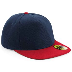 Beechfield Original Flat Peak Snapback Cap | French Navy/Classic Red