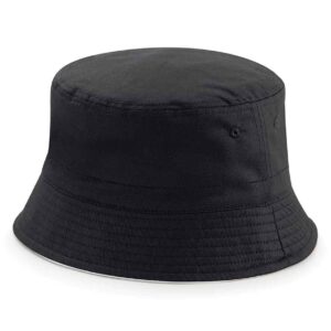 Beechfield Reversible Bucket Hat | Black/Light Grey