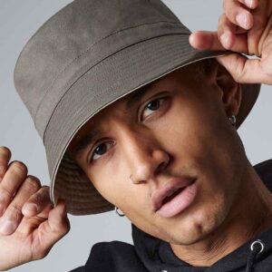Beechfield Reversible Bucket Hat | Olive Green/Stone
