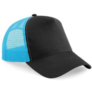 Beechfield Snapback Trucker Cap | Black/Surf Blue