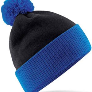 Beechfield Snowstar® Two Tone Beanie | Black/Bright Royal