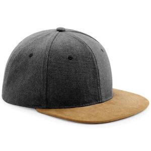Beechfield Suede Peak Snapback Cap | Vintage Black