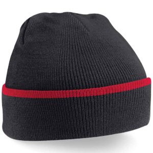 Beechfield Teamwear Beanie | Black/Classic Red