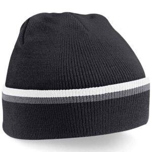 Beechfield Teamwear Beanie | Black/Graphite Grey/White