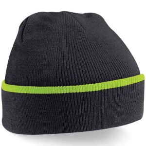 Beechfield Teamwear Beanie | Black/Lime Green