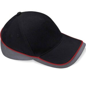 Beechfield Teamwear Competition Cap | Black/Graphite Grey/Classic Red