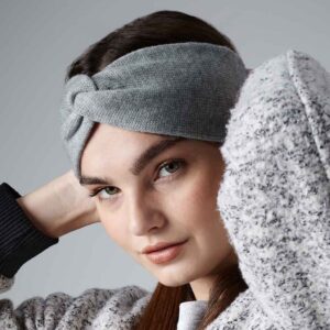 Beechfield Twist Knit Headband | Grey Marl